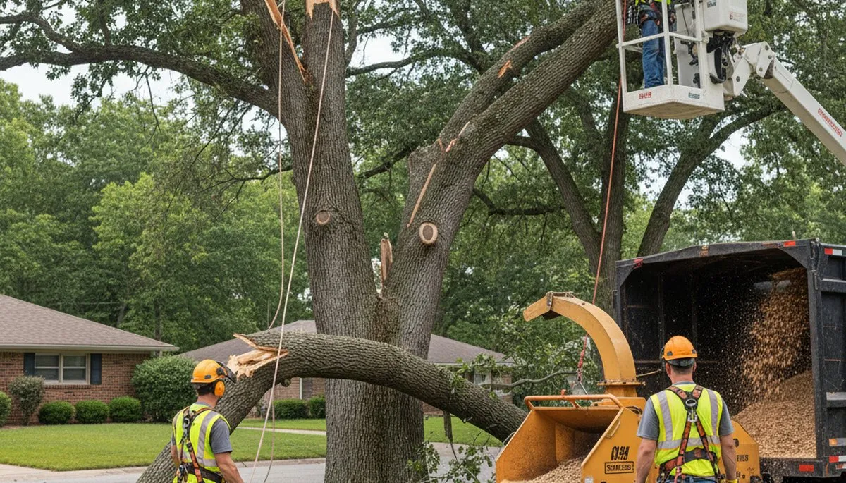 Wilmington, NC tree service crew removing storm-damaged trees during emergency cleanup