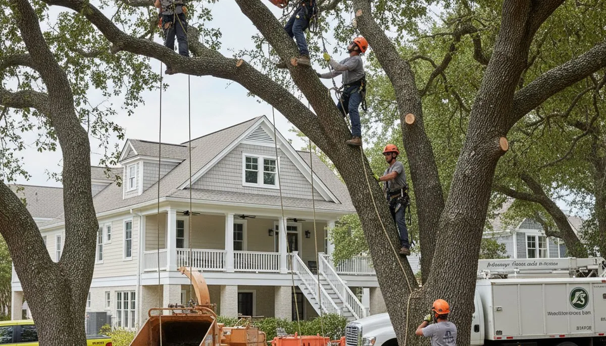 Tree service crew in Wilmington, NC providing professional tree removal and trimming services